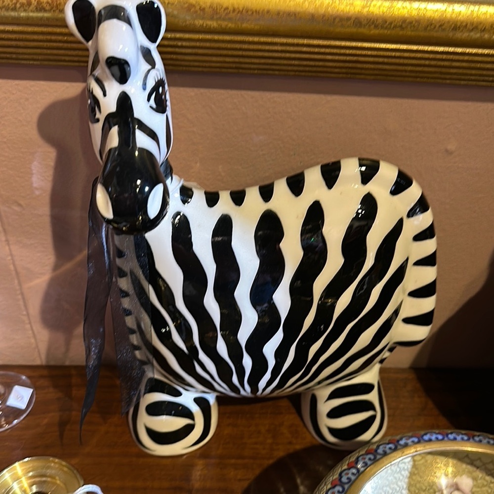 Zebra Striped Ceramic Figurine